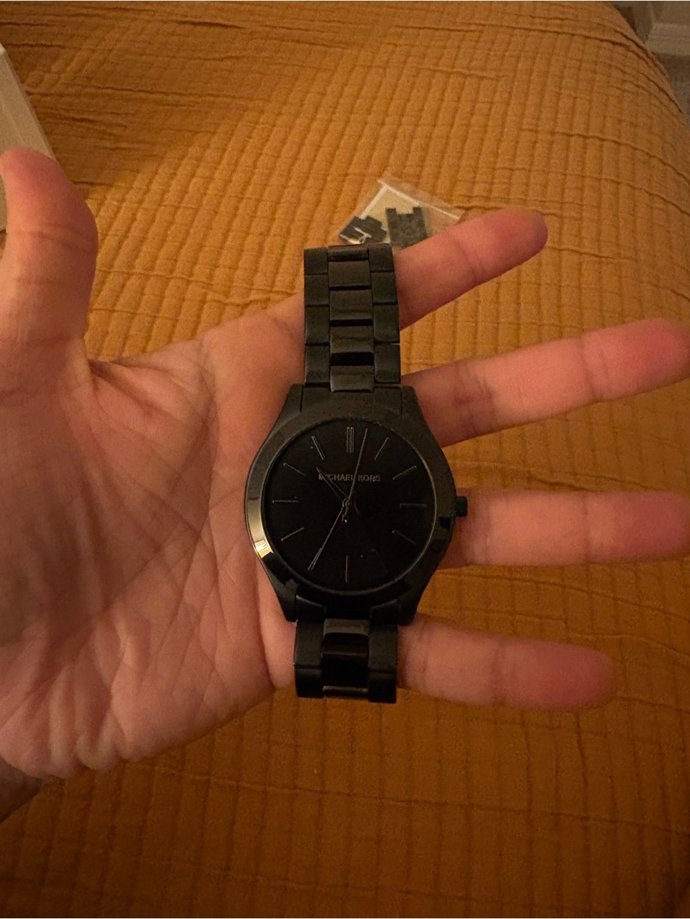 Michael Kors Black Men's Stainless Link Bracelet Watch